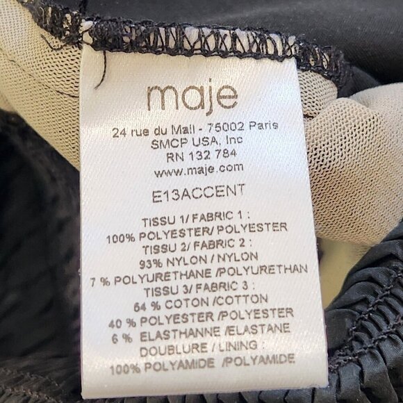 Maje Drop Waist Mini Dress S Black Sleeveless Sheer Lace Overlay Poof Ruffle Hem - Picture 10 of 10